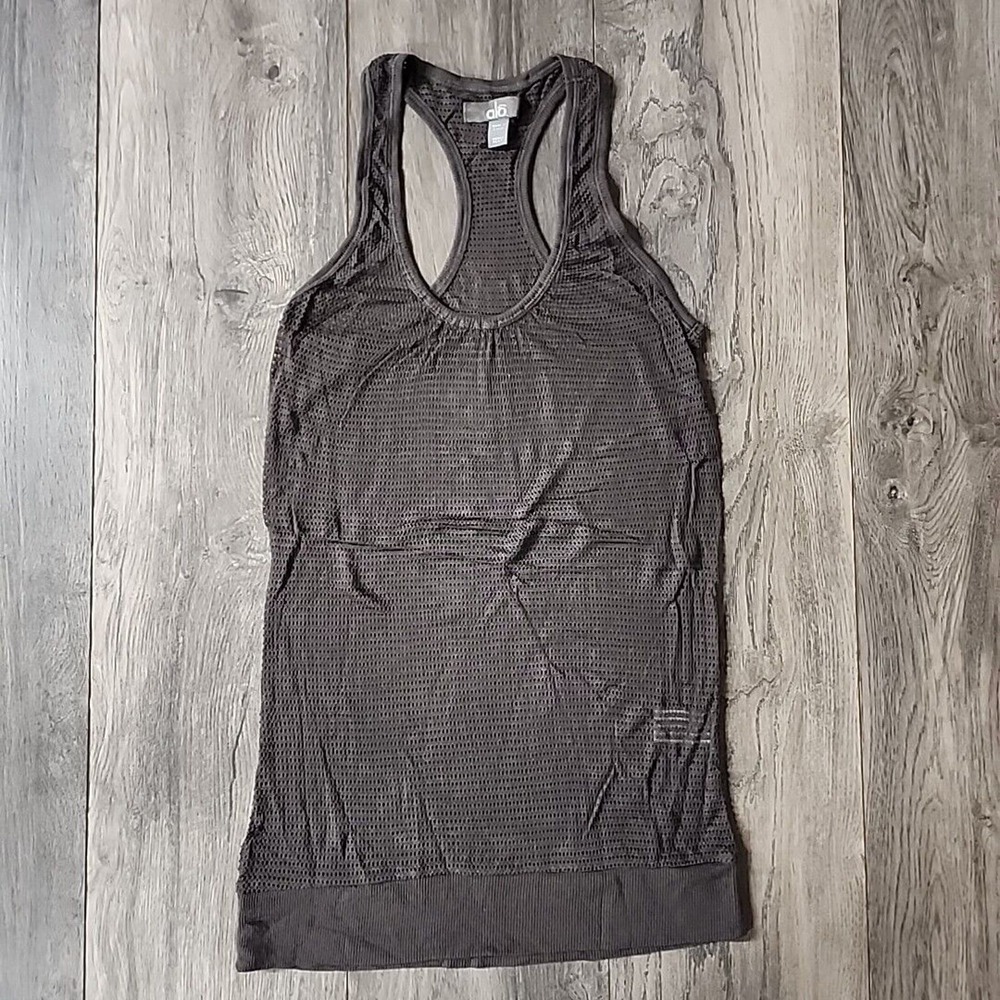 Alo Yoga Racerback Mesh Tank Top Gray Sz Small Petite